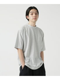 【SALE／60%OFF】NANO universe LB.03/細ピッチボーダーモックネックTシャツ ナノユニバース トップス カットソー・Tシャツ ホワイト ブラック イエロー【RBA_E】