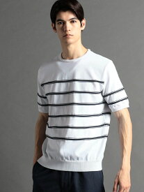 【SALE／40%OFF】MONSIEUR NICOLE ex/tra 【ex/tra】ECOPET ロープボーダー ニットTシャツ ニコル トップス ニット ホワイト ネイビー【RBA_E】【送料無料】