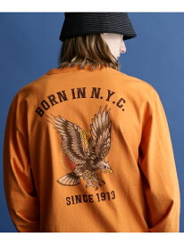 【SALE／30%OFF】Schott LS T-SHIRT AMERICAN TRADE EAGLE/アメリカントラッド イーグル ロングTシャツ ショット トップス カットソー・Tシャツ ブルー オレンジ グレー【RBA_E】【送料無料】