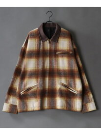 【SALE／45%OFF】SITRY ジャケット メンズ オーバーサイズ オンブレチェック ワークジャケット シトリー ジャケット・アウター カバーオール・ワークジャケット ブラウン ネイビー【RBA_E】【送料無料】