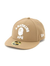 A BATHING APE COLLEGE NEW ERA 59FIFTY LOW PROFILE CAP ア ベイシング エイプ 帽子 キャップ ベージュ ブラック【送料無料】