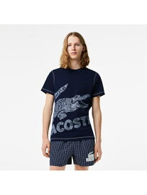 【SALE／30%OFF】LACOSTE オーバーサイズプリントTシャツ ラコステ トップス カットソー・Tシャツ ネイビー ホワイト ブルー【RBA_E】【送料無料】