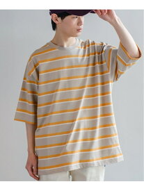 【SALE／20%OFF】improves レトロチック ボーダー 半袖Tシャツ インプローブス トップス カットソー・Tシャツ グリーン オレンジ グレー ネイビー【RBA_E】