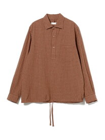 BEAMS PLUS ts(s) / Gingham Plaid Linen*Cotton Cloth / Hem String Shirt ビームス メン トップス シャツ・ブラウス ブラウン【送料無料】
