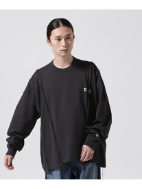 B'2nd DISCOVERED(ディスカバード) 別注DOCKING WIDE L/S TEE ビーセカンド トップス カットソー・Tシャツ ホワイト ブラック【送料無料】