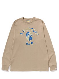 A BATHING APE (M)LIQUID CAMO COLLEGE L/S TEE ア ベイシング エイプ トップス カットソー・Tシャツ ベージュ ブラック ブラウン ホワイト【送料無料】