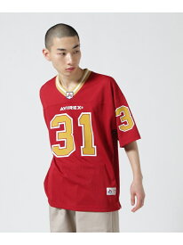 【SALE／30%OFF】AVIREX MESH FOOTBALL GAME T-SHIRT / メッシュ フットボール ゲーム Tシャツ アヴィレックス トップス カットソー・Tシャツ レッド ブラック【RBA_E】【送料無料】