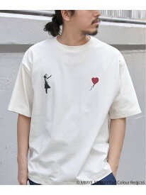 VENCE share style MENs 【接触冷感】Banksy バンクシー Girl with Balloon プリントT ヴァンス エクスチェンジ トップス カットソー・Tシャツ グレー ブラック ホワイト【送料無料】