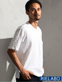 NICOLE CLUB FOR MEN 【RIELABO】チドリ柄VネックTシャツ ニコル トップス カットソー・Tシャツ ホワイト グレー ブラック【送料無料】