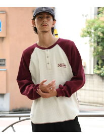 BEN DAVIS / WHITE LABEL 【BEN DAVIS】BIG WAFFLE L/S HENLEY / ワッフル ラグラン ヘンリー ユニセックス 長袖 ロンT ナバル トップス カットソー・Tシャツ ワインレッド ブラック【送料無料】