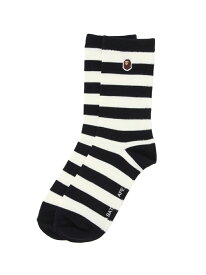 A BATHING APE WEB限定/APE HEAD ONE POINT HOOP SOCKS M BAPEC ア ベイシング エイプ 靴下・レッグウェア 靴下 ブラック ネイビー カーキ レッド