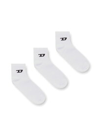 DIESEL メンズ アンクルソックス 3足セット SKM-D-ANKLE -9 ディーゼル 靴下・レッグウェア 靴下 レッド ホワイト ブラック【送料無料】