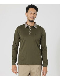 【SALE／74%OFF】THE SCOTCH HOUSE フラワープリントカラーロングスリーブポロシャツ ザ・スコッチハウス トップス ポロシャツ グリーン ネイビー【RBA_E】【送料無料】