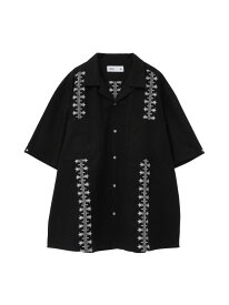 CONVERSE TOKYO STAR PATTERN EMBROIDERED CUBAN SHIRT コンバーストウキョウ トップス シャツ・ブラウス ブラック ホワイト ベージュ【送料無料】