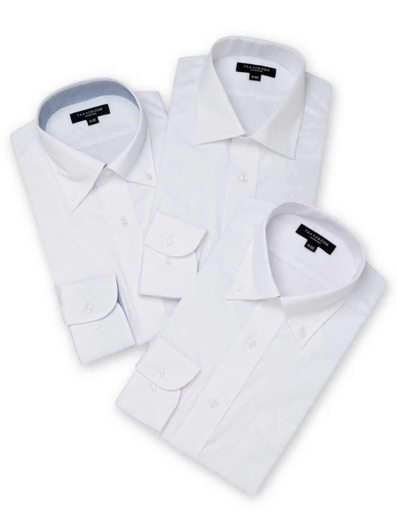 TAKA-Q タカキューメンズ TAKA-Q:MEN 形態安定抗菌防臭 レギュラーフィット長袖シャツ3枚セット タカキュー スーツ・フォーマル Yシャツ・カッターシャツ ホワイト