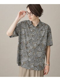 【SALE／10%OFF】THE SHOP TK ボタニカルプリント半袖シャツ ザ ショップ ティーケー トップス シャツ・ブラウス グレー ブラウン ホワイト ネイビー【RBA_E】【送料無料】