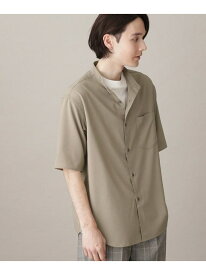 【SALE／10%OFF】THE SHOP TK 【セットアップ可】テクリーノバンドカラー半袖シャツ ザ ショップ ティーケー トップス シャツ・ブラウス ブルー ネイビー【RBA_E】【送料無料】