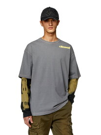 DIESEL メンズ Tシャツ 長袖 T-WESHER-N3 ディーゼル トップス カットソー・Tシャツ グレー【送料無料】