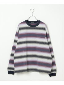 【SALE／20%OFF】BAYFLOW ネイティブボーダーTシャツ ベイフロー トップス カットソー・Tシャツ ベージュ パープル【RBA_E】【送料無料】