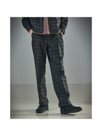 ABAHOUSE LASTWORD 【セットアップ対応】ウールライク チェック ボリュームタック ワイドスラックス アバハウス パンツ その他のパンツ グレー【送料無料】