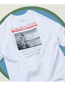 【SALE／50%OFF】FREAK'S STORE DISNEY/ディズニー/ミッキーマウス /モノクロ バックプリント クルーネック Tシャツ/Scene 【限定展開】 フリークスストア トップス カットソー・Tシャツ ブラウン グレー ブラック ホワイト【RBA_E】