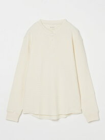 【SALE／50%OFF】three dots Men's wool waffle l/s henley neck スリードッツ トップス ニット ホワイト グレー ブルー【RBA_E】【送料無料】