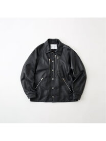 White Mountaineering WM×Schott LEATHER COACH JACKET ホワイトマウンテニアリング ジャケット・アウター ライダースジャケット ブラック【送料無料】