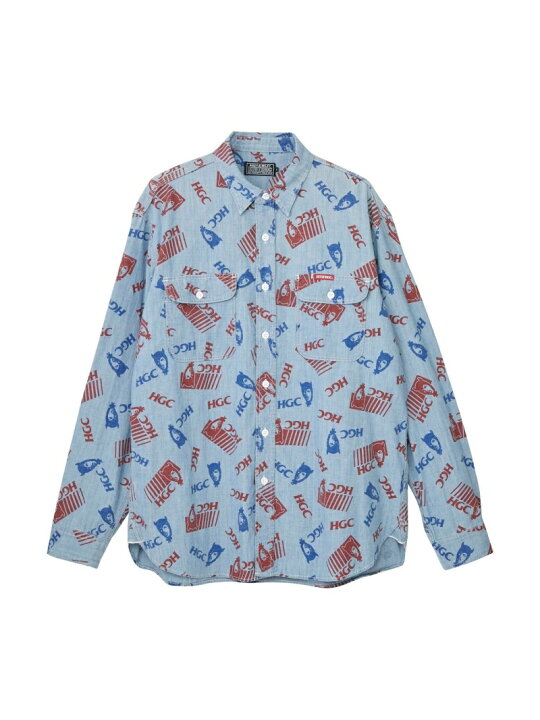 楽天市場】HYSTERIC GLAMOUR HGC柄 シャンブレーワークシャツ 
