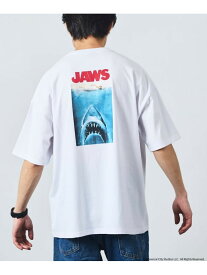 【SALE／5%OFF】FREAK'S STORE JAWS ジョーズ 別注 ビッグシルエット バックプリント クルーネックTシャツ 【限定展開】 フリークスストア トップス カットソー・Tシャツ ホワイト グレー ブラック ピンク【RBA_E】【送料無料】