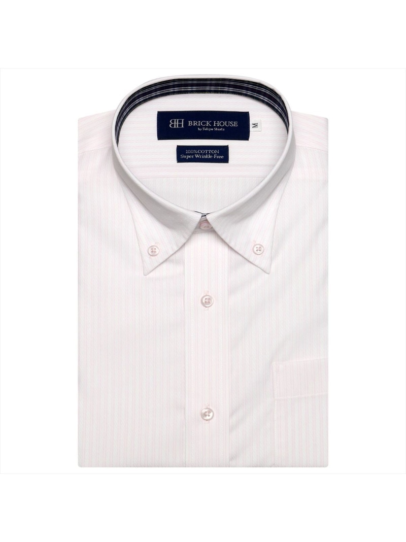 公式サイト TOKYO SHIRTS M ボタンダウンカラー 綿100% 半袖ビジネスワイシャツ トーキョーシャツ スーツ フォーマル Yシャツ  カッターシャツ ピンク