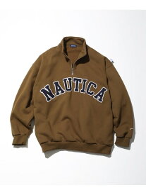 【SALE／10%OFF】NAUTICA Arch Logo Cadet Collar Fleece Sweatshirt フリークスストア トップス スウェット・トレーナー グレー グリーン ネイビー【RBA_E】【送料無料】
