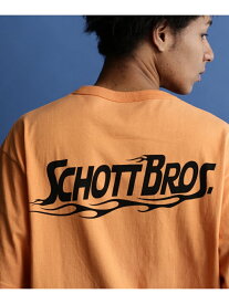 【SALE／30%OFF】Schott SS T-SHIRT 'FIRE SCRIPT'/'ファイア スクリプト' Tシャツ ショット トップス カットソー・Tシャツ ブルー ブラック ホワイト オレンジ【RBA_E】