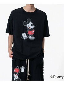 JOINT WORKS DISCOVERED "Disney Collection"＜Mickey＞ Shell Stitch S/S Cutsewn ジョイントワークス トップス カットソー・Tシャツ ブラック ホワイト【送料無料】