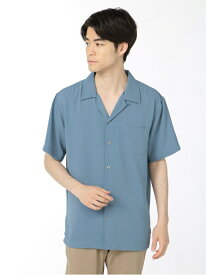 【SALE／33%OFF】TAKA-Q アムンゼン オープンカラー半袖シャツ タカキュー トップス シャツ・ブラウス ブルー ブラック【RBA_E】