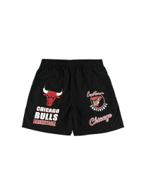 Mitchell & Ness ブルズ マルチヒット ナイロン ショーツ ヴィンテージロゴ NBA MULTI HIT NYLON SHORTS VINTAGE LOGO BULLS ルーキーユーエスエー パンツ ジャージ・スウェットパンツ ブラック【送料無料】