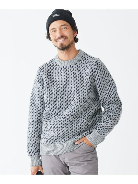 ☆ L.L.BEAN ケーブルニット セーター グレー Lサイズ ◇ コットン 