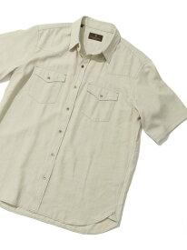 MEN'S BIGI リネン混ポリエステル シャンブレーシャツ made in japan メンズ ビギ トップス シャツ・ブラウス ベージュ ネイビー【送料無料】