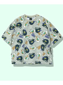 go slow caravan ストレッチサッカー総柄プリントS/STEE (MENS/WOMENS) ゴースローキャラバン トップス カットソー・Tシャツ ネイビー グレー【送料無料】