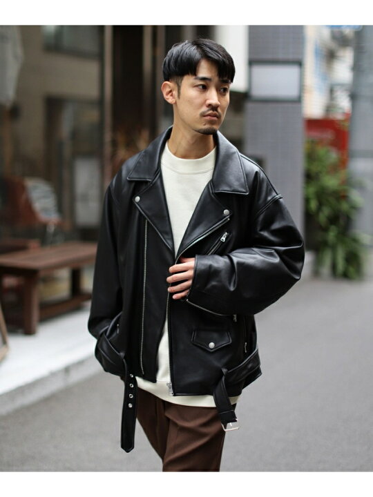 楽天市場】BEAMS MEN BEAMS / ルーズ ダブル レザーライダース 