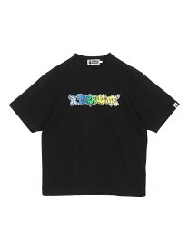 A BATHING APE GRAFFITI A BATHING APE RELAXED FIT TEE ア ベイシング エイプ トップス カットソー・Tシャツ ブラック ホワイト【送料無料】