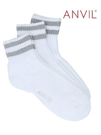 【SALE／15%OFF】ANVIL ANVIL/【REFLECTIVE LINE SOCKS】リフレクターライン 3パック クォーターソックス 3P Quarter Socks 反射ライン 消臭加工 裏パイル 靴下 3点セットアンヴィル ANS040 セットアップセブン 靴下・レッグウェア 靴下 ホワイト ブ【RBA_E】【先行予約】*