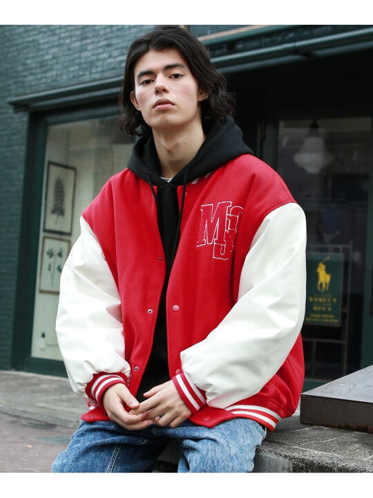 楽天市場】MSG ロゴワッペン袖切替ビックシルエットスタジャン 