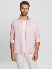 【SALE／50%OFF】GUESS (M)Eco Island Linen Shirt ゲス トップス シャツ・ブラウス ピンク ホワイト ブルー【RBA_E】【送料無料】