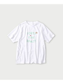 45R アゲハ刺繍ロゴプリントの908Tシャツ フォーティファイブアール トップス カットソー・Tシャツ グリーン ホワイト【送料無料】