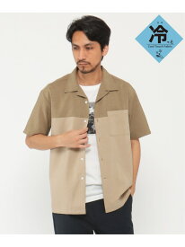 【SALE／30%OFF】ikka バイカラーオープンカラーシャツ イッカ トップス シャツ・ブラウス ブルー グレー グリーン ベージュ【RBA_E】