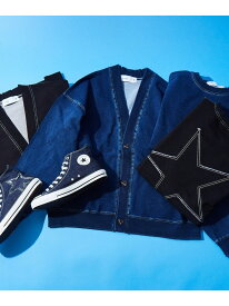 CONVERSE TOKYO BACK STAR★ PATCH DENIM SWEAT CARDIGAN コンバーストウキョウ トップス スウェット・トレーナー ブルー ブラック【送料無料】