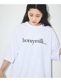 【SALE／10%OFF】FREAK'S STORE ビッグシルエット ロゴプリント クルーネック Tシャツ / honeymilk 【限定展開】 フリークスストア トップス カットソー・Tシャツ ホワイト グレー ブルー ネイビー【RBA_E】