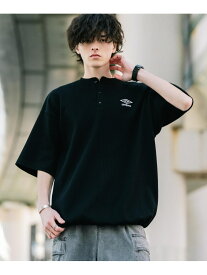 Rocky Monroe UMBRO別注コラボ オーバーサイズ刺繍ワッフルヘンリーネックTシャツ ロッキーモンロー トップス カットソー・Tシャツ グレー ブラック【送料無料】