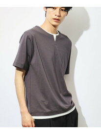 【SALE／10%OFF】THE SHOP TK 【ブランド定番/1枚でコーデが決まる!】ポンチキーネック半袖Tシャツ ザ ショップ ティーケー トップス カットソー・Tシャツ グレー グリーン ベージュ ブルー【RBA_E】【送料無料】