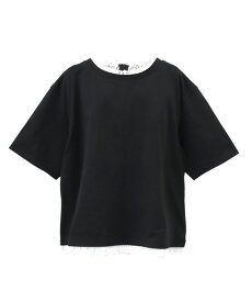 トップス レディース Tシャツ Tee 半袖 カットソー レース フリル リボン クルーネック Uネック 汗染み防止 デザイン ボックス 白Tシャツ 黒Tシャツ Donoban｜20代 30代 40代 吸水速乾 撥水加工 ストレッチ 伸縮性 大人 ドノバン